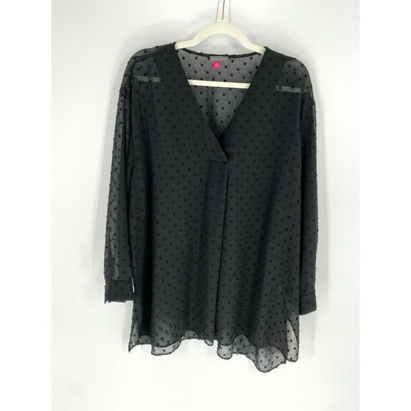 Vince Camuto Polka Dot mesh like Sheer Blouse - Picture 2 of 4